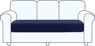 TAOCOCO Fundas de cojín de sofá, Protector de cojín de Asiento de Tela de poliéster de Alta Elasticidad (Azul Oscuro, 3 Plazas)